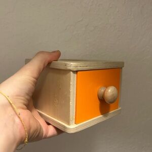Wooden Kids Toy Drawer Box - Orange Front